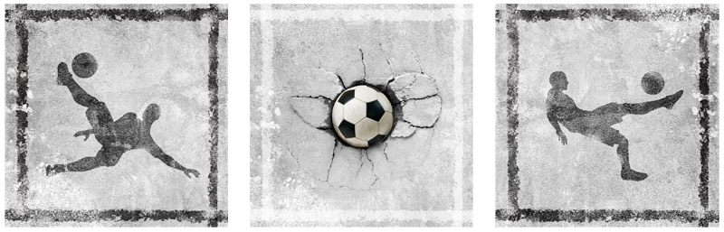 Muursticker voetbal 3luik
